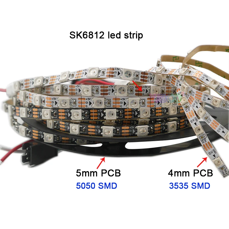 1 м DC5V 4 мм/5 мм/7 мм PCB Адресуемая SK6812 5050 SMD 3535 RGB гибкая светодиодный лента 60/144