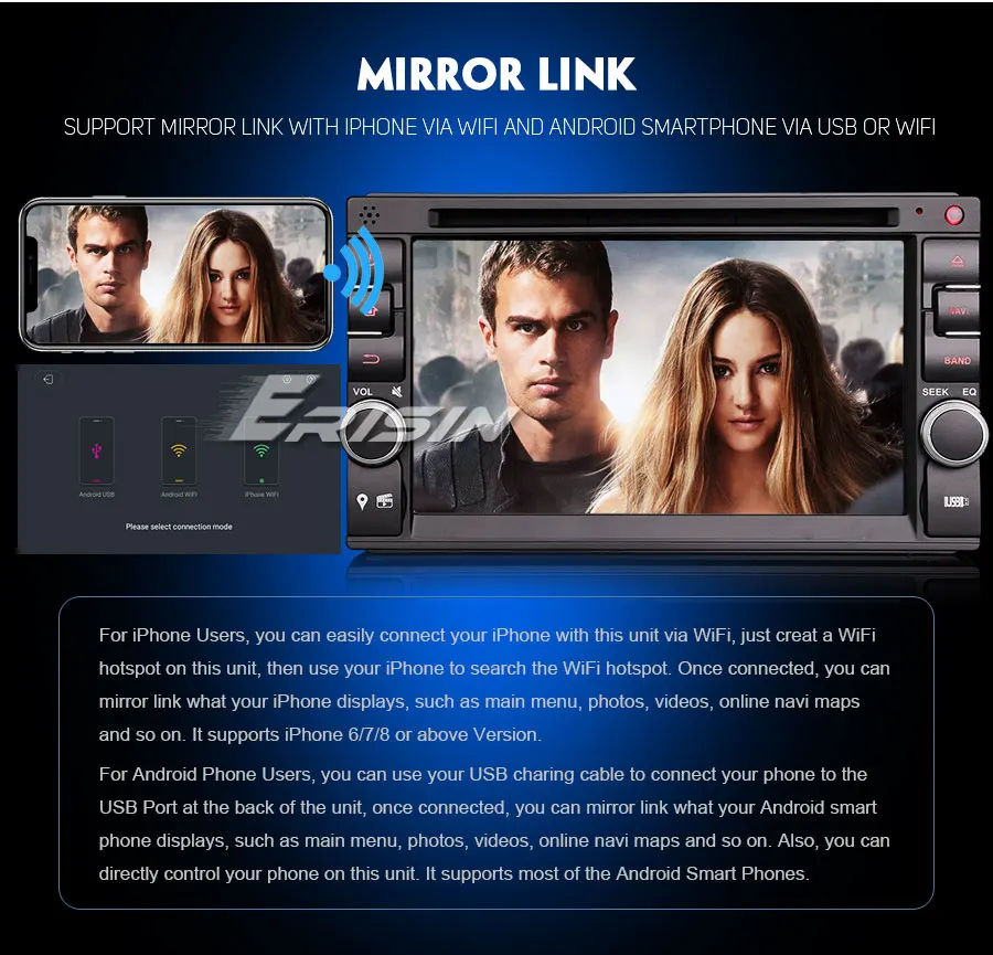 Erisin ES4836U 6," двойной Din Android 9,0 стерео Nissan gps Wi Fi DAB+ SatNav OBD Bluetooth TPMS
