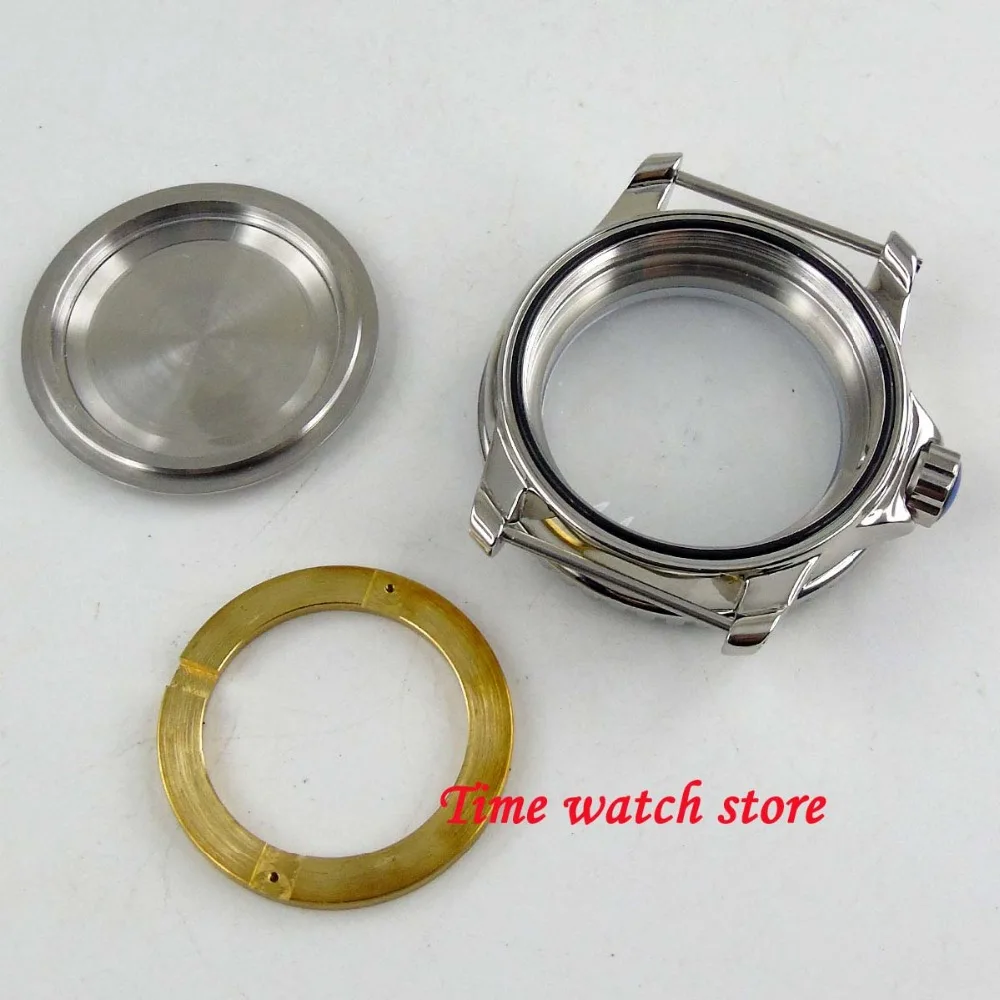 

45mm stainless steel watch case fit ETA 2836 Mingzhu 2813 Miyota 8215 821A movement black turning bezel watch case C151