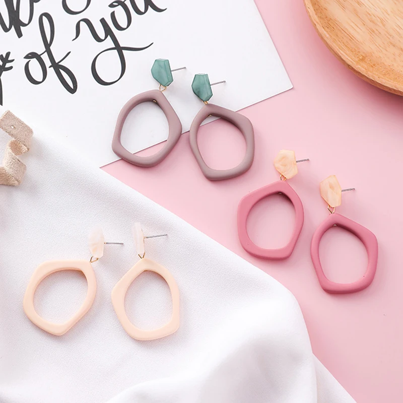 GWACC корейские акриловые Висячие серьги милые Нерегулярные геометрические полые