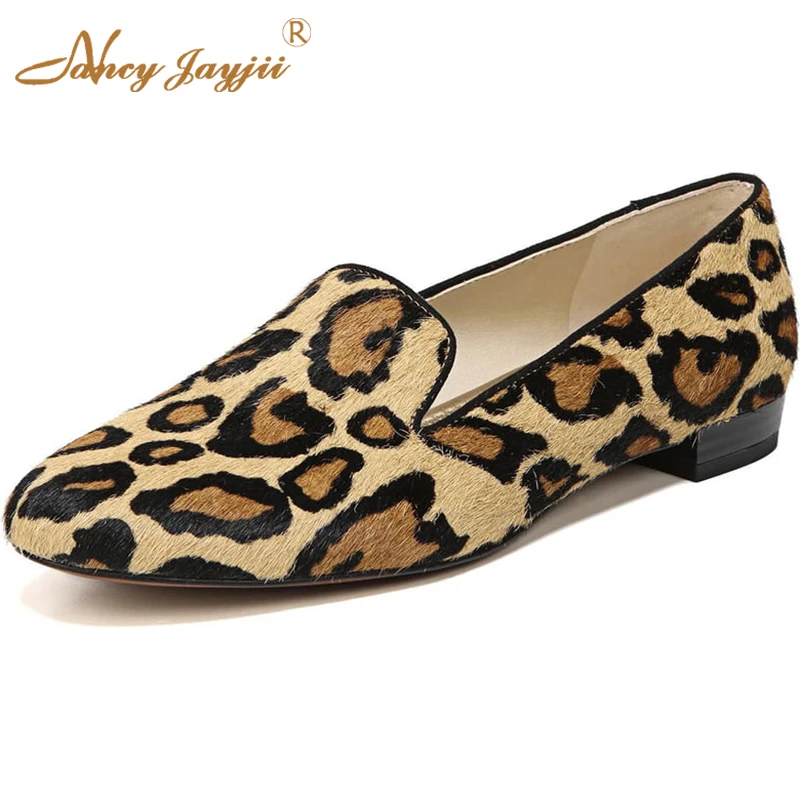 Spring Leopard-Print Flats Shoes Woman Round Toe Animal Prints Loafers Large Size 12 13 For Ladies Adult Footwear Sexy 2019 | Обувь