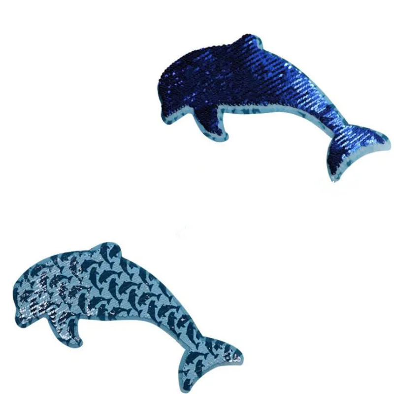 

Patch deal with it clothes t shirt women 225mm AB Dolphin Reversible change color sequins biker patches for clothing Stickers