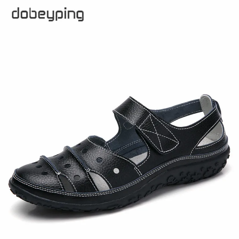 Dobeyping/открытые женские сандалии; дышащая женская пляжная обувь; женская обувь из натуральной кожи на плоской подошве с вырезами; женские лоферы; Новое поступление