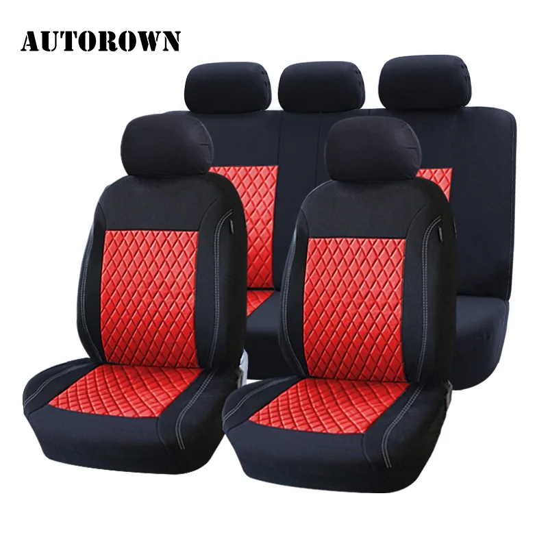RED AUTOROWN Авто чехлы универсальные Полиэстер Аксессуары для интерьера Чехол на сиденье автомобиля для Мерседес s500 Киа рио Hyundai Suzuki Mazda Honda Чехлы в машину Серый Красный Синий Авточехлы на сиденья Всесезонный - Название цвета: RED