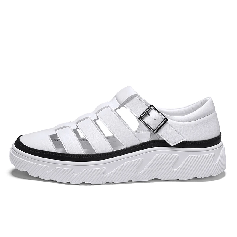 Мужские повседневные кожаные сандалии с закрытым носком мужские пляжные на