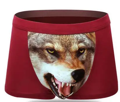 Хлопок волк underwear боксер мультфильм 3d трусы пениса чехол мужской трусы sheer мужские трусы смешные трусы бренд - Цвет: red 2 boxers