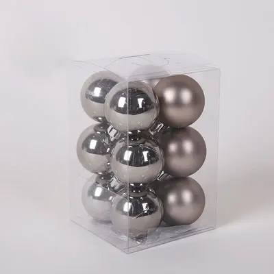 4cm Mixed Ball 12pc 3-10 см Высококачественный серый Рождественский шар подвесные украшения декор домашнего окна кулон день рождения для дерева - Color: 4cm Mixed Ball 12pc