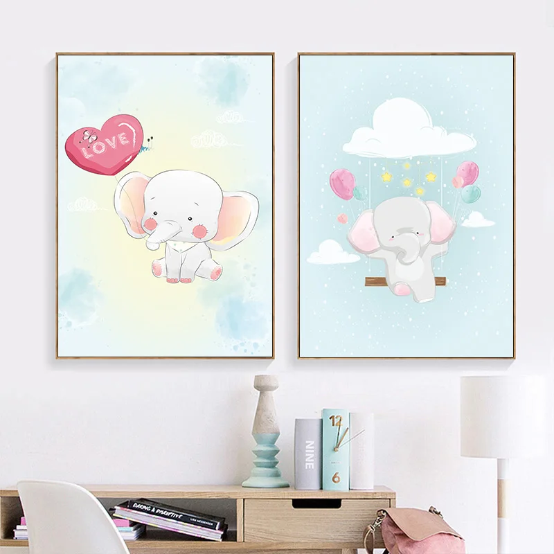 Детский парусиновый настенный постер с животными скандинавские рисунки