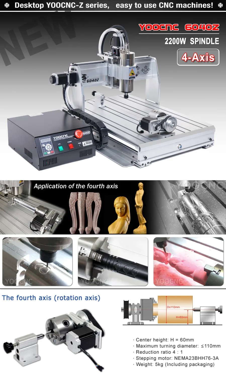 【EU Бесплатная ват】 USB порт 4 оси CNC 6040 2200 Вт 2 кВт Мотор шпинделя Mach3 фрезерный