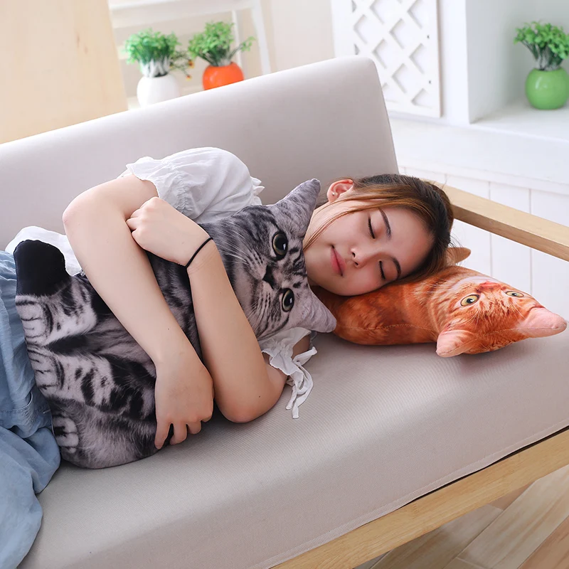 

New 1pc 50cm Simulation Plush Cat Pillows Soft Stuffed Animals Cushion Sofa Decor Cartoon Toys for Children Kids Gift