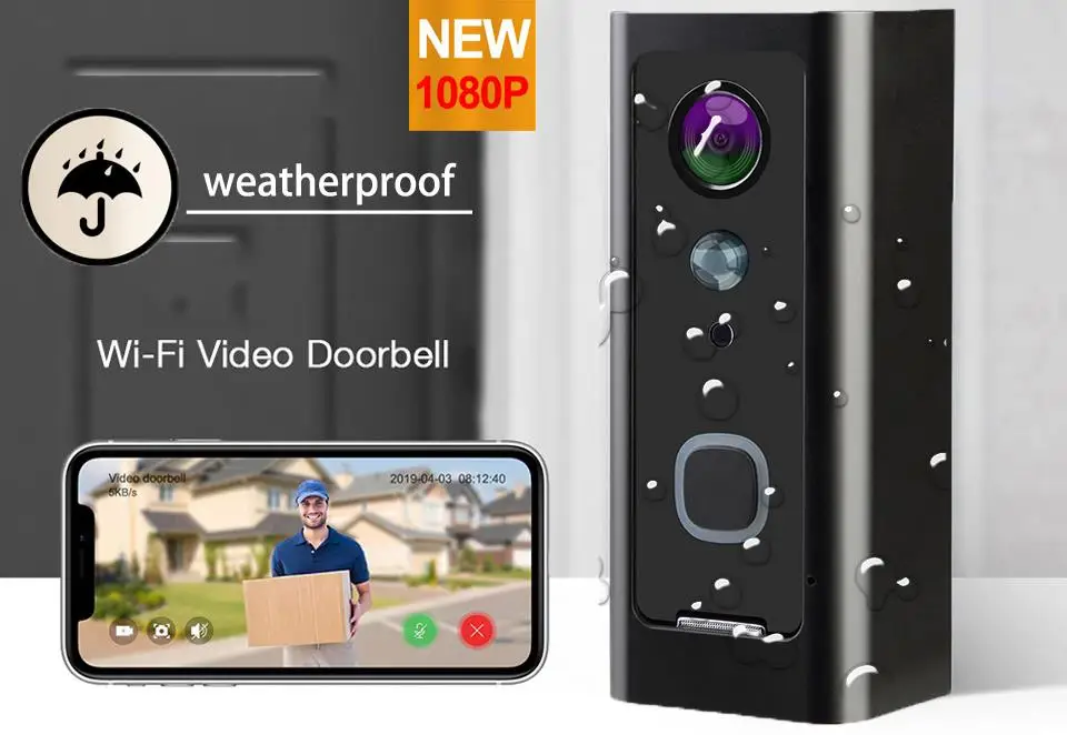 CDYCAM Full HD 1080P Wifi видео дверной звонок Водонепроницаемая беспроводная домашняя Secity камера Двусторонняя аудио связь ночное видение PIR смартфон
