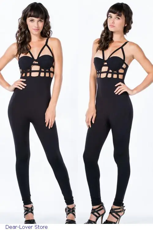 New Garment summer Sexy women Macacao Feminino Fsahion Black Yello Sleeveless Hollow Out Long Jumpsuit Combinaison Overalls |