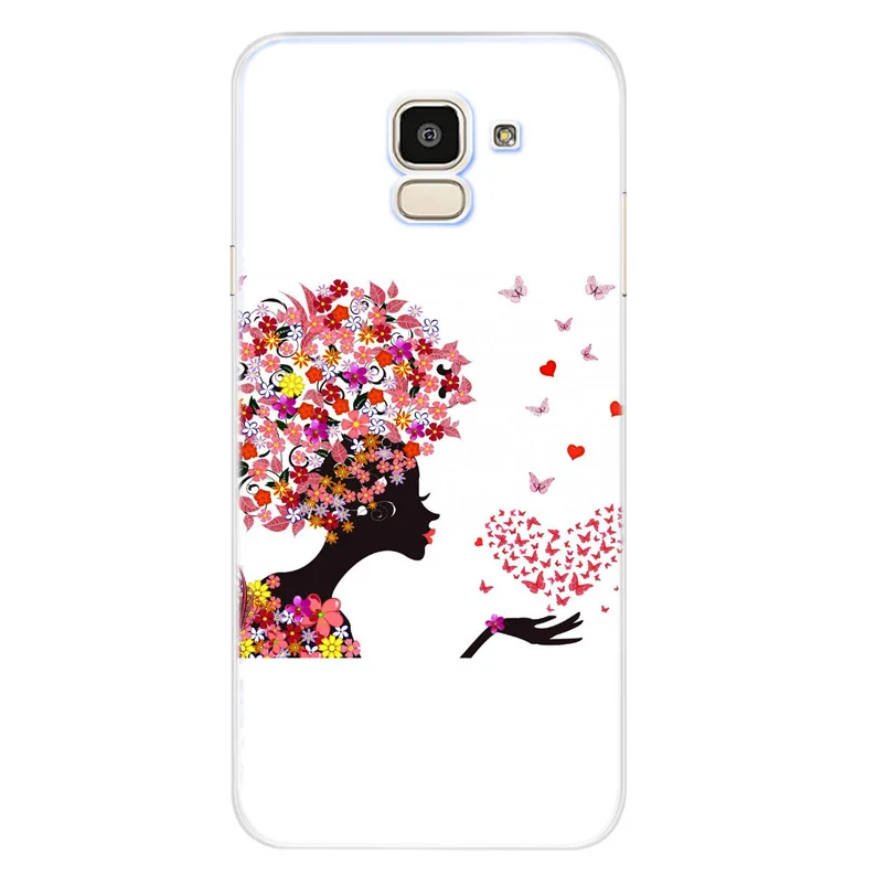 Case For Samsung Galaxy A30 A50 J1 J3 J4 J5 J6 J7 A3 A5 A7 A8 2016 2017 2018 Soft TPU Silicone Flower girl Cover D062 |