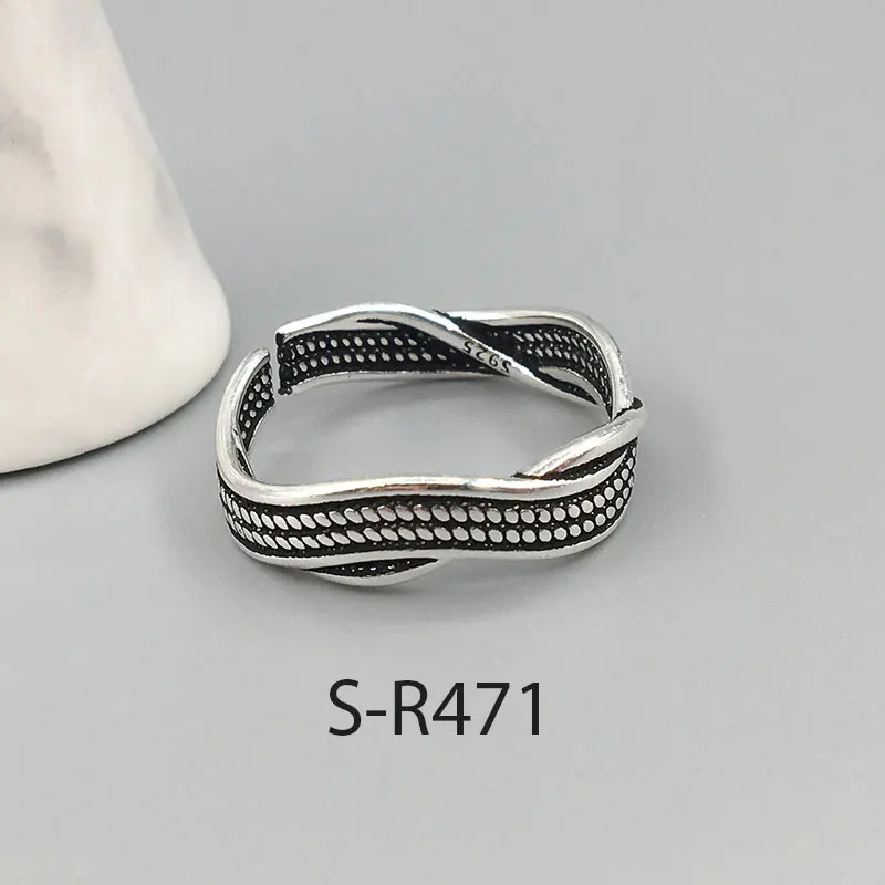 ANENJERY винтажные 925 пробы серебряные кольца ручной работы Размер 18 мм Регулируемые кольца для мужчин и женщин тайские серебряные ювелирные изделия S-R430 - Цвет основного камня: S-R471