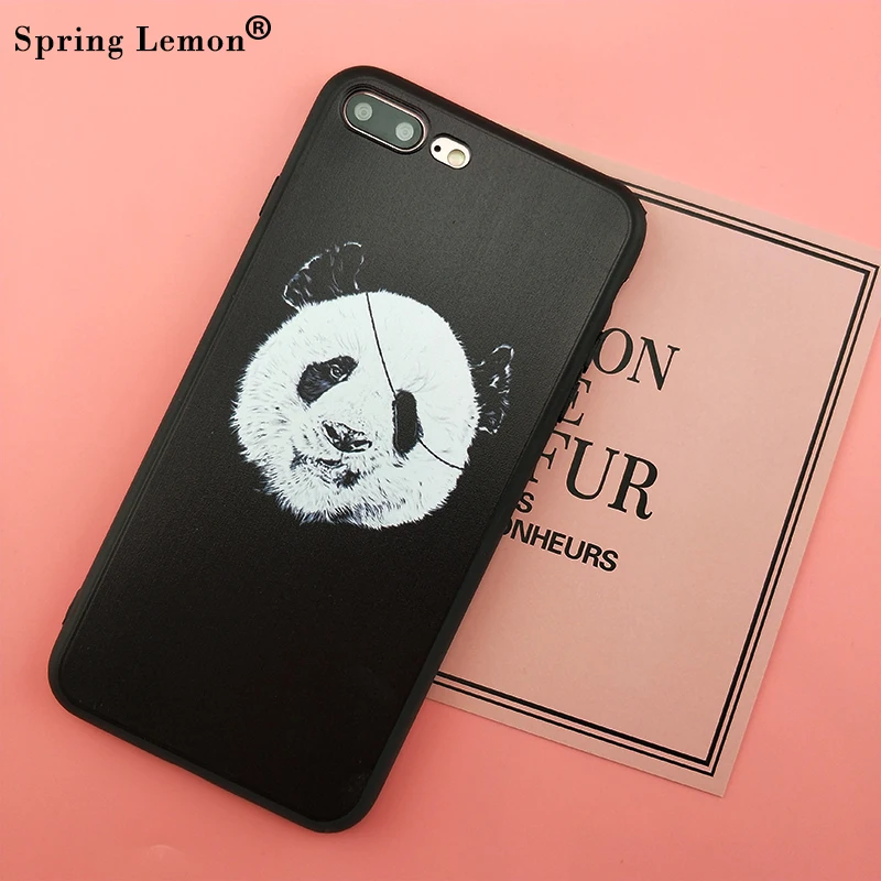 Spring Lemon for iphone 7 Interesting Astronaut Panda Soft Silicone Cover Case 7PLUS 8 8PLUS 6 6S 6PLUS PLUS 5S SE |