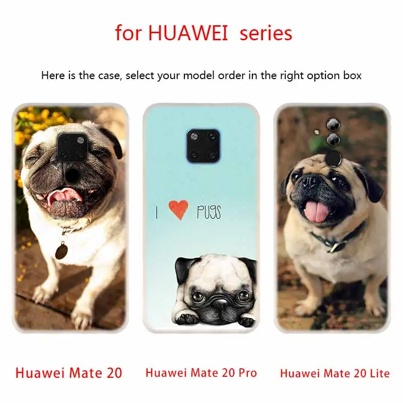 Милый чехол desire Pug мягкие силиконовые чехлы для Huawei Mate 10 Lite 20 Pro 20X S Y5 2017 Y9 2018 2019 NOVA 3