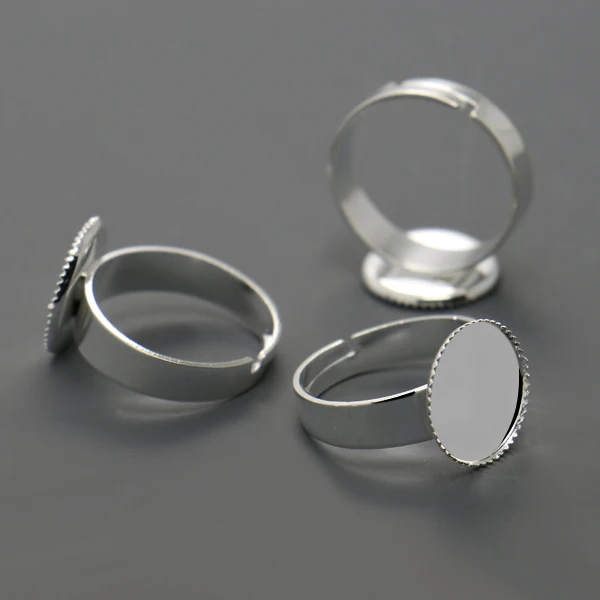 

12mm 20pcs Plated Brass Adjustable Ring Settings Blank/Base,Fit 12mm Glass Cabochons,Buttons;Ring Bezels