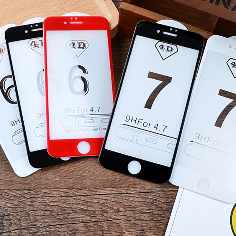 Защитное стекло wangcangli для iPhone 6 4d закаленное Защита экрана iphone X 8 7 6S plus белый