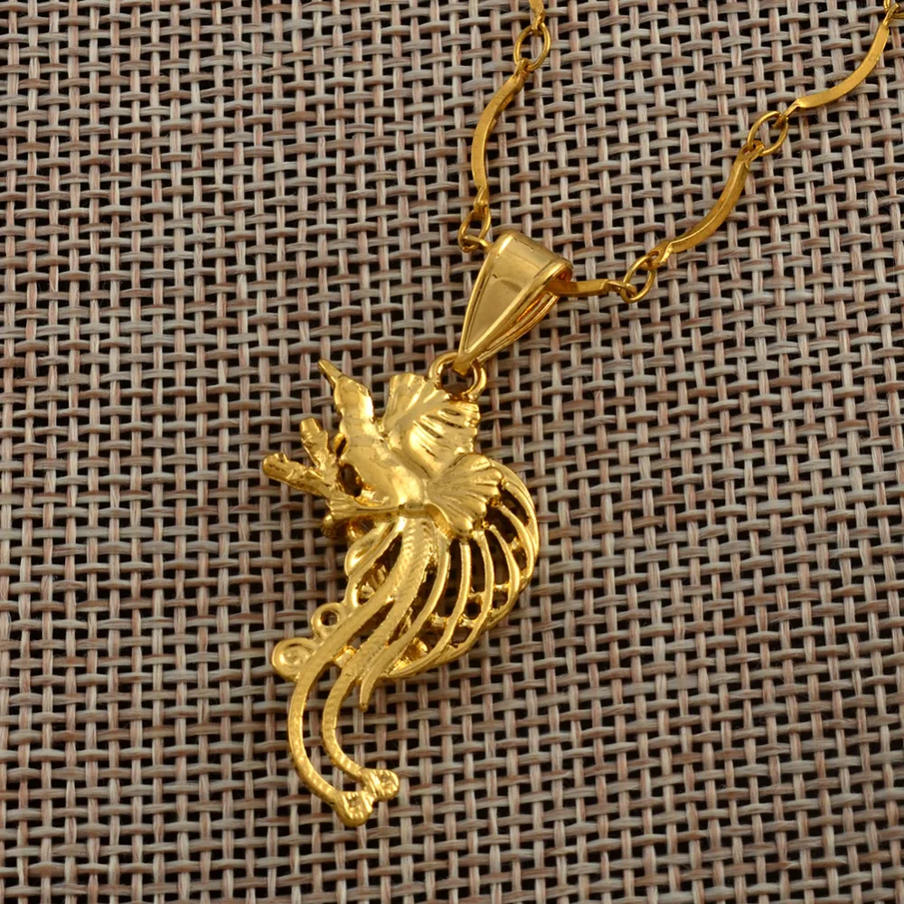 

Papua New Guinea Gold Color Jewelry Bird on Tree Branch Pendant Necklaces for Women Ethnic Accessories PNG #J0198