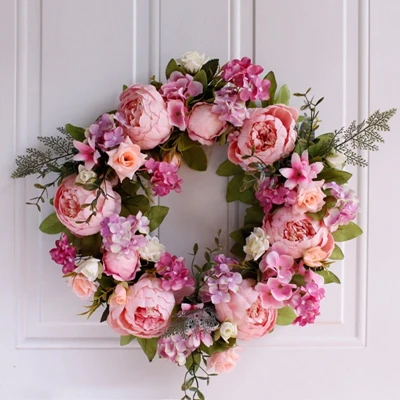 A rose pink Свадьба Рождество моделирование DIY искусственная Цветочная Гирлянда набор венков гирлянда для двери дома вечерние украшения сада венок поддельные цветы - Цвет: A rose pink