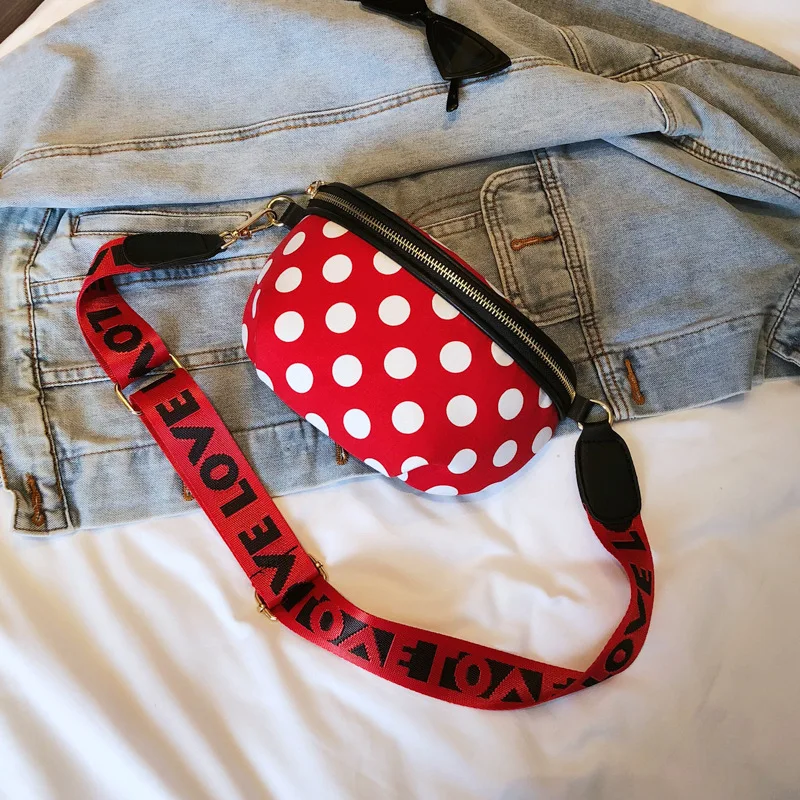 Лидер продаж двойной Применение сумка на поясном ремне Для женщин PU Fanny Pack, трендовые женские сумка с широким ремнем на плечо; милые туфли-лодочки в горошек сумка "Почтальон" на ремне сумка