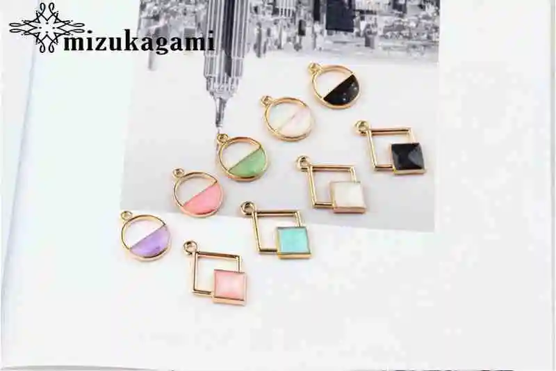Fashion Round Enamel Geometric Charms 10pcs/lot For DIY Fashion Pendant Earrings Jewelry Making Accessories