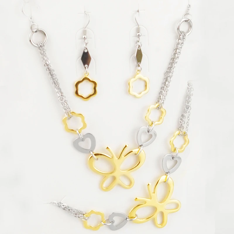 Рождественский подарок подвеска в виде бабочки сердца ожерелье серьги цепочка