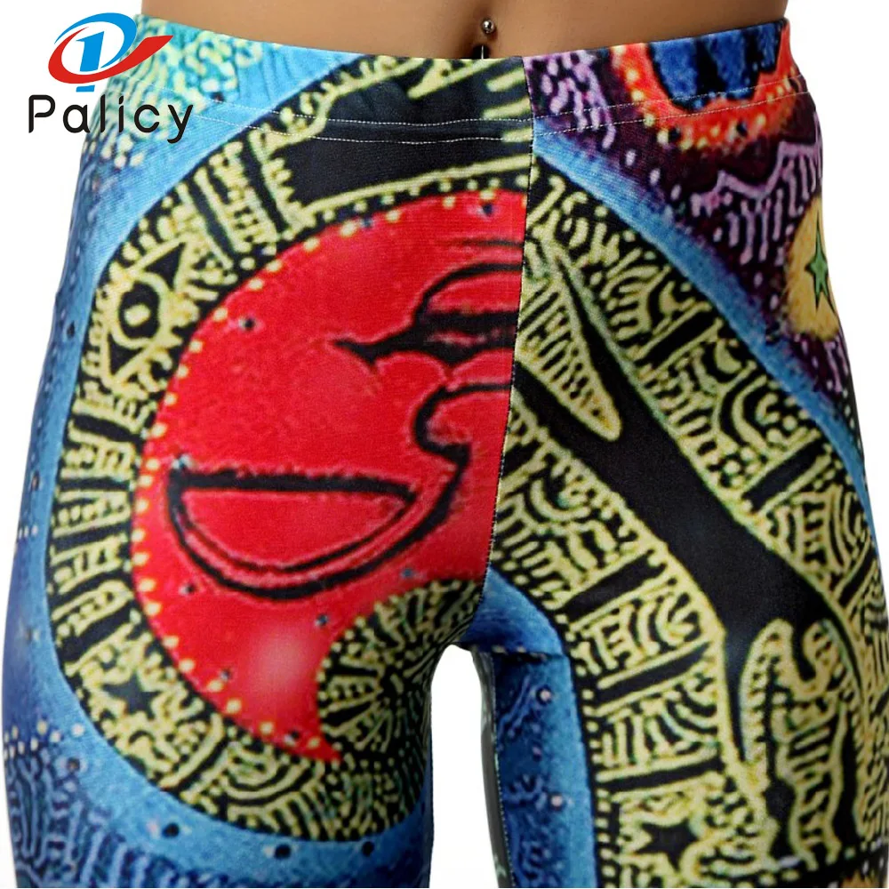 Palicy Women Leggings Fashion 3D Printed Punk Slim Strench Pants Trousers Leggins Vintage Patchwork Pattern Mid Waist Leggings