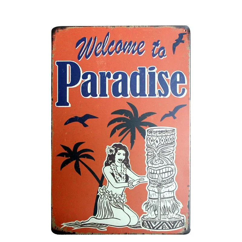 Винтажные металлические вывески Tiki Bar с открытой повязкой для дома и бара