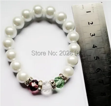 Качественный Романтический браслет с белым жемчугом 10 мм разные цвета
