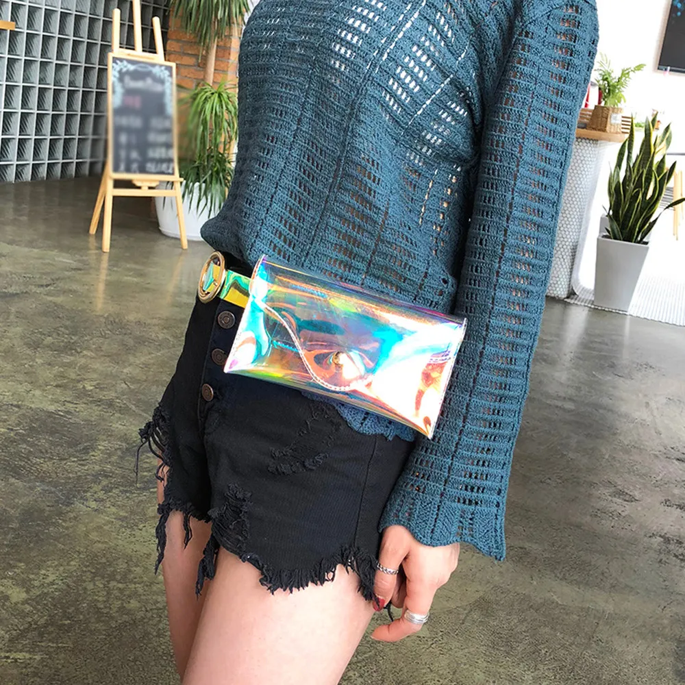 Женская прозрачная сумка fanny pack пляжная Кроссбоди голографическая женская