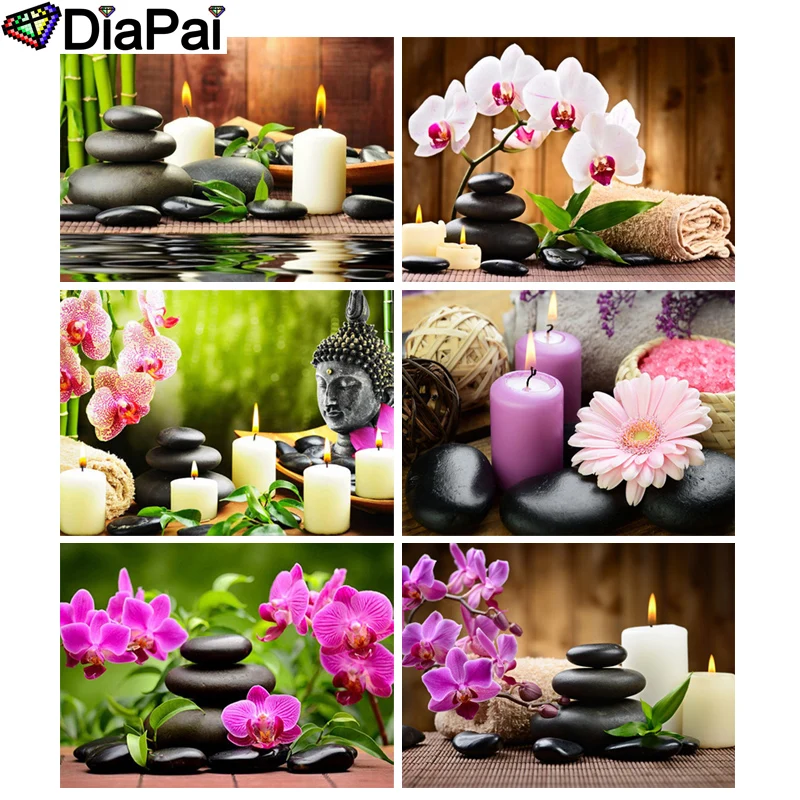 

DIAPAI 5D DIY Diamond Painting 100% Full Square/Round Drill "Religious Buddha flower" 3D Embroidery Cross Stitch Home Decor
