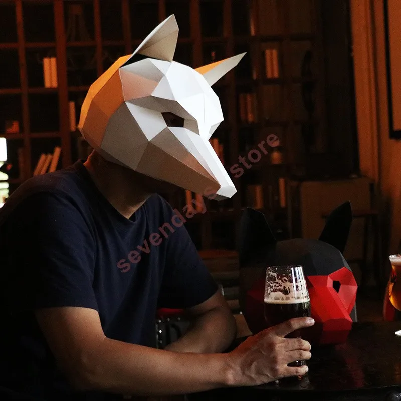 Маска животного лиса маска 3D стереоскопическая Геометрическая бумажная