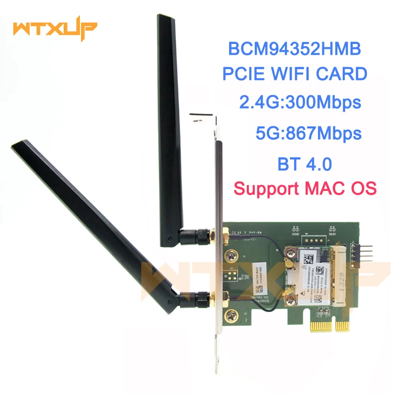 WTXUP 802.11AC BCM94352HMB PCIE беспроводной адаптер 867 Мбит/с Bluetooth 4 0 2 ГГц/5 ГГц wifi + BT сетевая