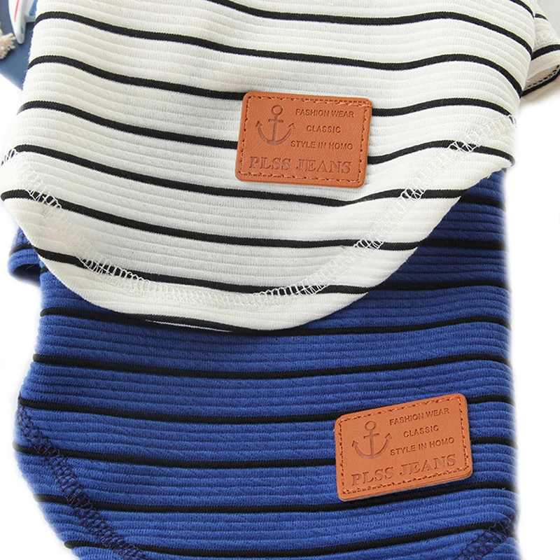 Полосатый питомец рубашка хлопок жилет щенок бренд футболки летняя одежда для