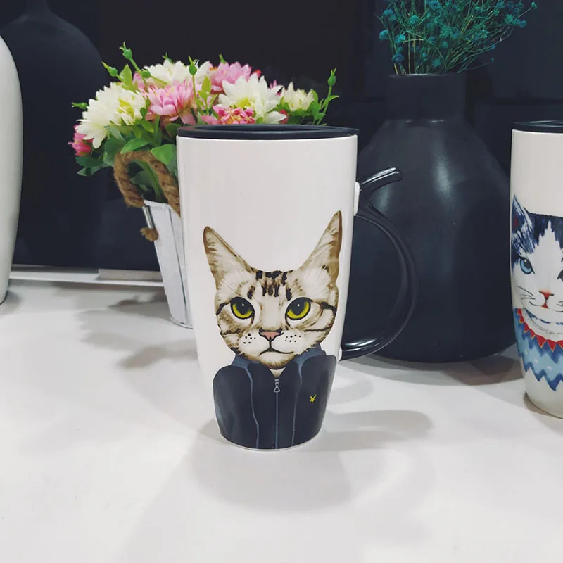 Кружка для кофе с крышкой Cool Cat Ceramics кружки животным объемом 600 мл креативная