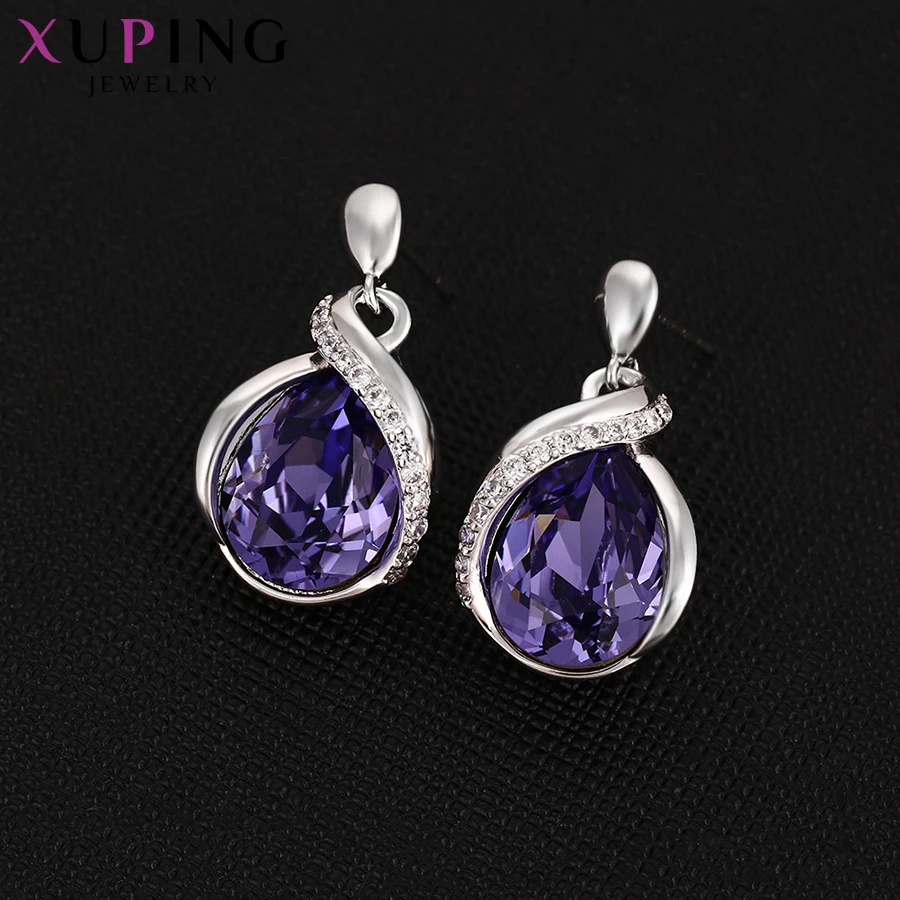 Xuping простые круглые серьги-кольца темперамент кристаллы от Swarovski Роскошные ювелирные изделия рождественские подарки для женщин S144.2-93827