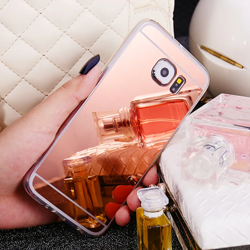 Luxury Mirror Case Cover for Samsung Galaxy S8 Plus S7 Edge S6 S5 S4 S3 Core Prime G360 Note 8 5 4 3 Soft Fundas Rose Gold |