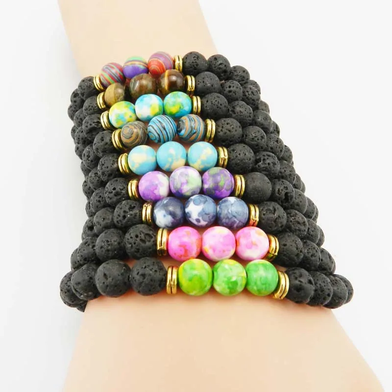 Новый дизайн высокое качество Черная Лава камень ювелирные изделия морской