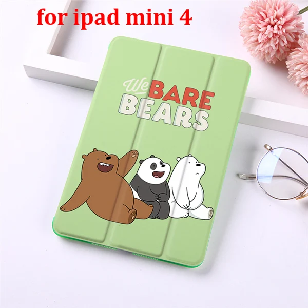 for Mini 4 Чехол-книжка с изображением медведей из мультфильма для iPad Mini 5, 4, 3, 2, 1, чехол для планшета Mini 1, 2, 3 из искусственной кожи, чехол с защитой от холода, с функцией автоматического сна - Цвет: for Mini 4