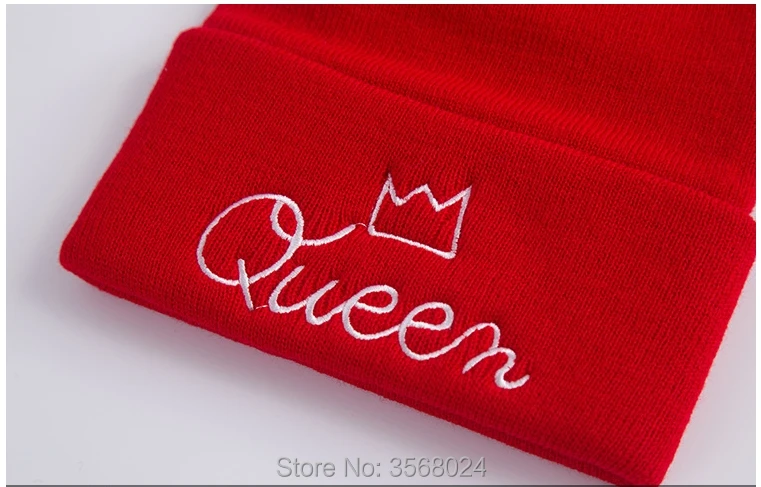 Облегающие шапки KING QUEEN красные зимние теплые вязаные для взрослых и детей