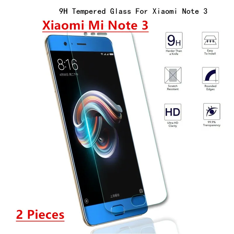 2 шт. закаленное противоударный Стекло для Xiaomi Mi Примечание 3 экран защитный чехол смартфона 9 H на 5 дюймов