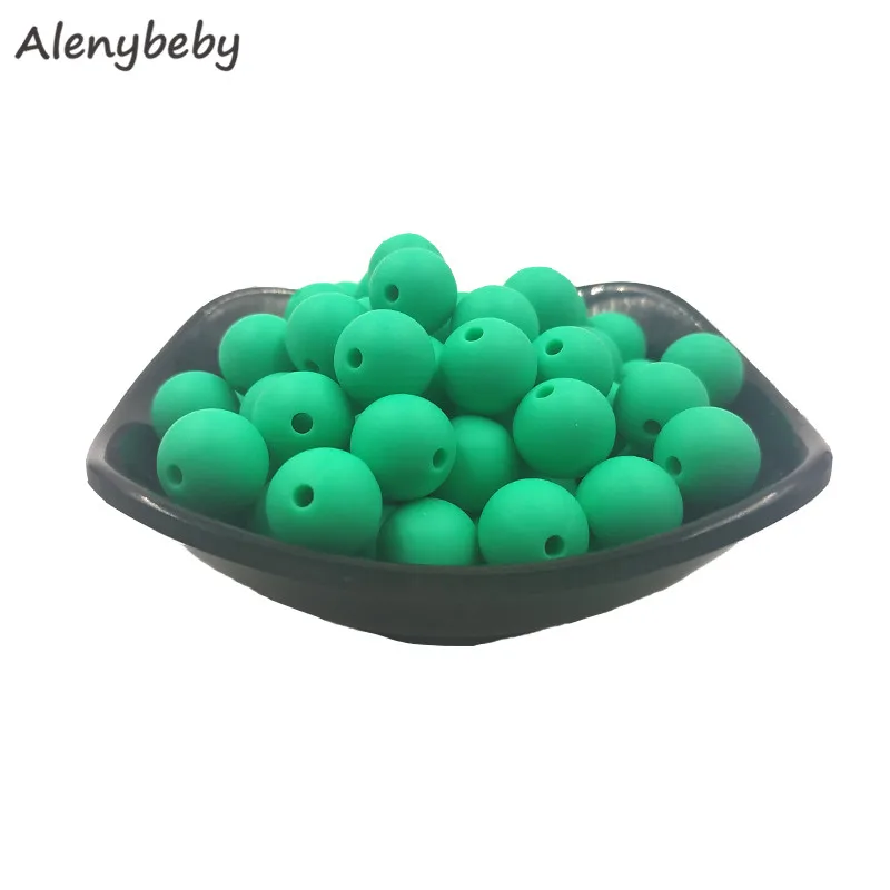 Kelly green 100 шт Силиконовые Круглые бусины 12 мм экологически чистый сенсорный детский аксессуар для прорезывания зубов пищевой мамы кормящих DIY Ювелирные изделия Детские трофеи - Цвет: Kelly green