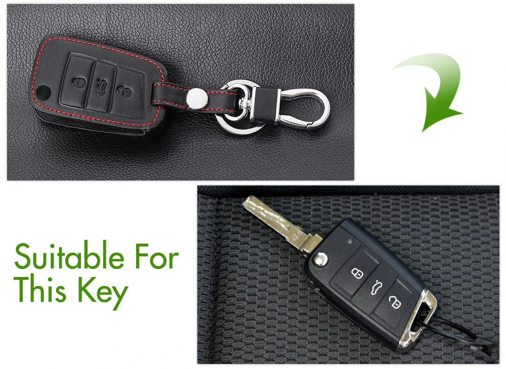 Кожаный чехол брелок для ключей кольцо Volkswagen VW POLO 2016 2017 /Tiguan 2017/GOLF R MK7/ GTI MK7/GTD MK7|fob