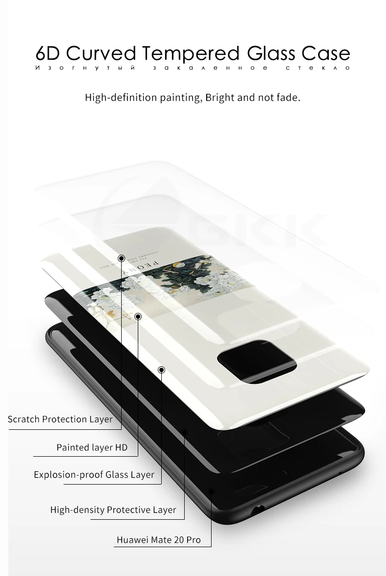 Чехол с GKK узором для huawei mate 20 30 pro, чехол из закаленного стекла с мягкими краями, TPU, силиконовый чехол для huawei mate 20 P30 pro, чехол