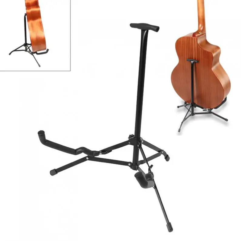

Black Metal Folding Guitar Ukulele Floor Stand with Stable Tripod Holder