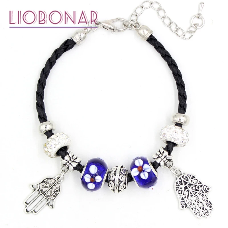 10 шт. оптовая продажа синие бусины из муранского стекла|bracelets for|braided leather braceletleather