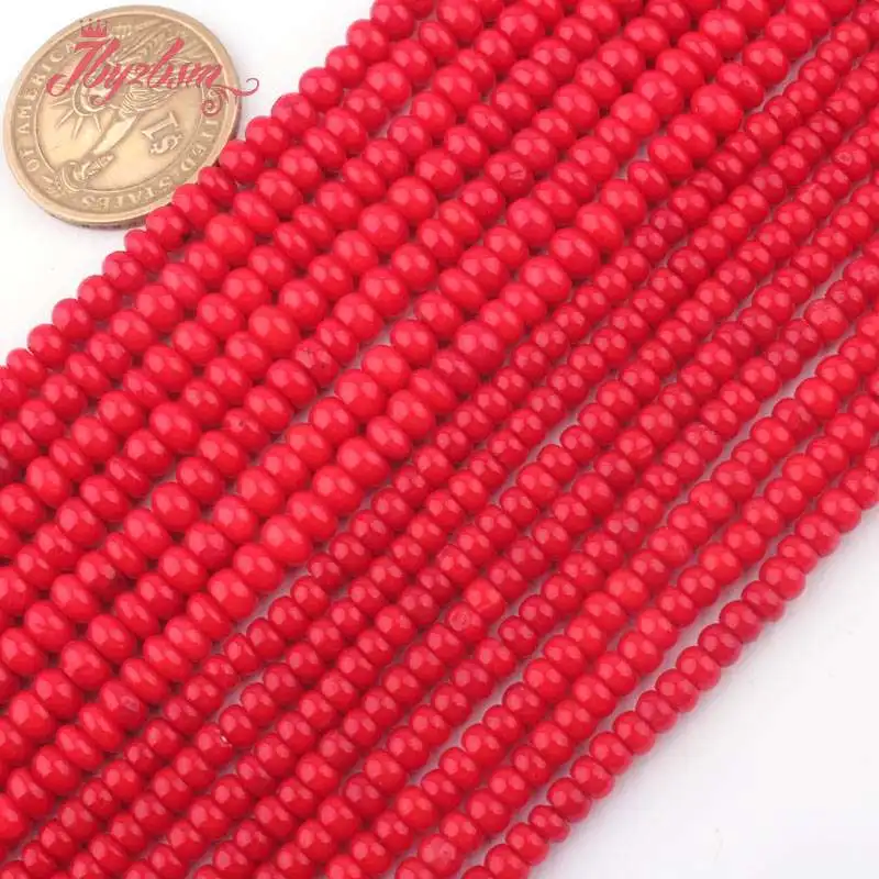 2x4 3x5 мм натуральный Rondelle красный коралл драгоценный камень нить с каменными