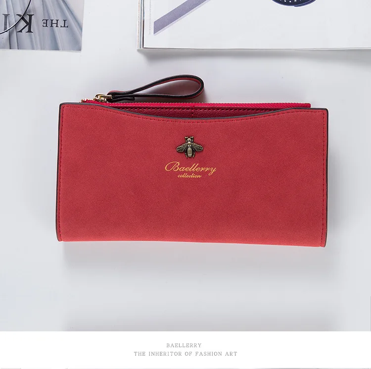 Baellerry новые модные женские сложенные Длинные кошельки на молнии для девочек Кошельки для монет скраб PU Кожаный Клатч мешочек, держатели карт леди Carteira