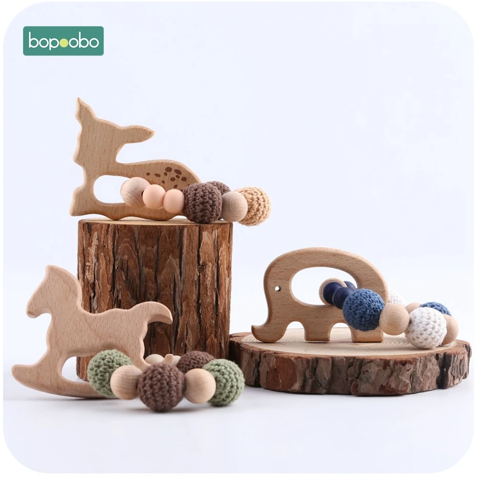 Bopoobo 1 шт., музыкальные, без БФА, силиконовые, крошечные стержни, бусины в виде животных, для детей, Rartle, деревянная детская кровать, подвесные погремушки, игрушки, детские Прорезыватели
